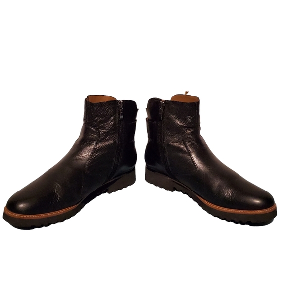 Franco Sarto Sleek Black Leather Zip-Up Moto Ankle Boots Women's Size 9.5M - Picture 5 of 9